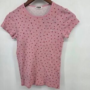 PINK Victoria's Secret Pink Short Sleeve Tee with Red Heart Dots